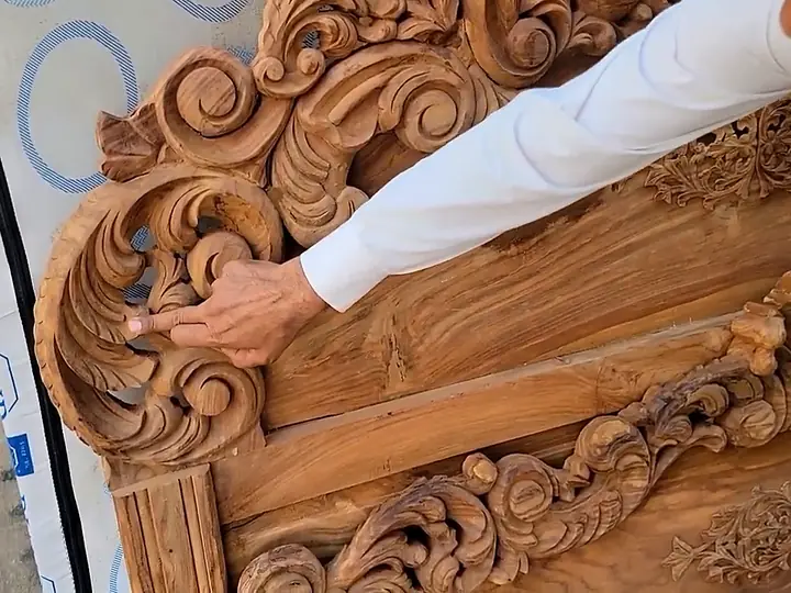 Hand-carved walnut bed