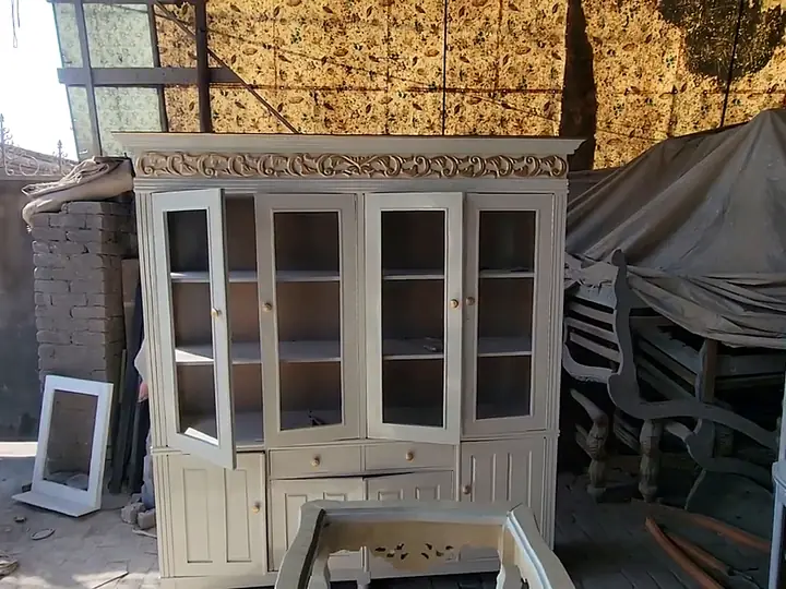 Glass-front cabinet, white polish